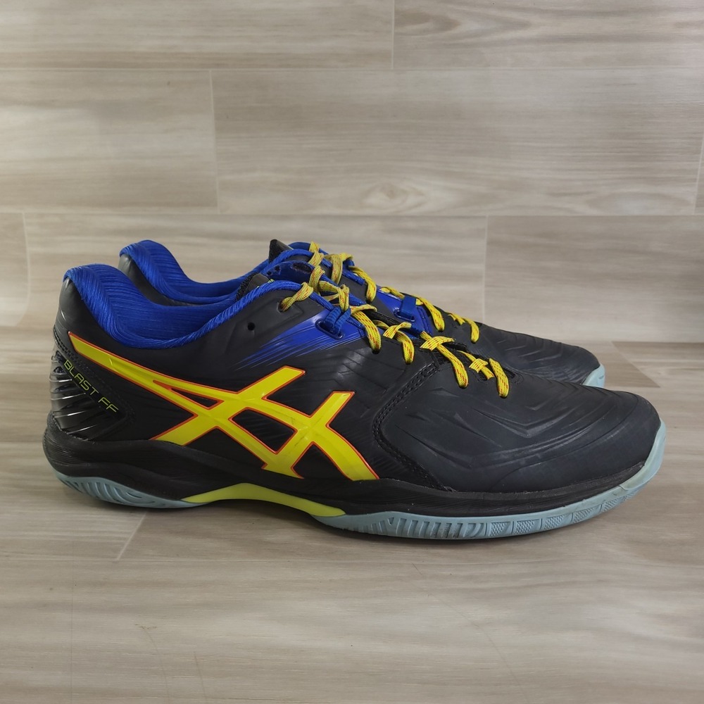 Asics Blast FF Court Shoes Mens 13 Black Blue Yellow 1071A002 Athletic Sneakers
